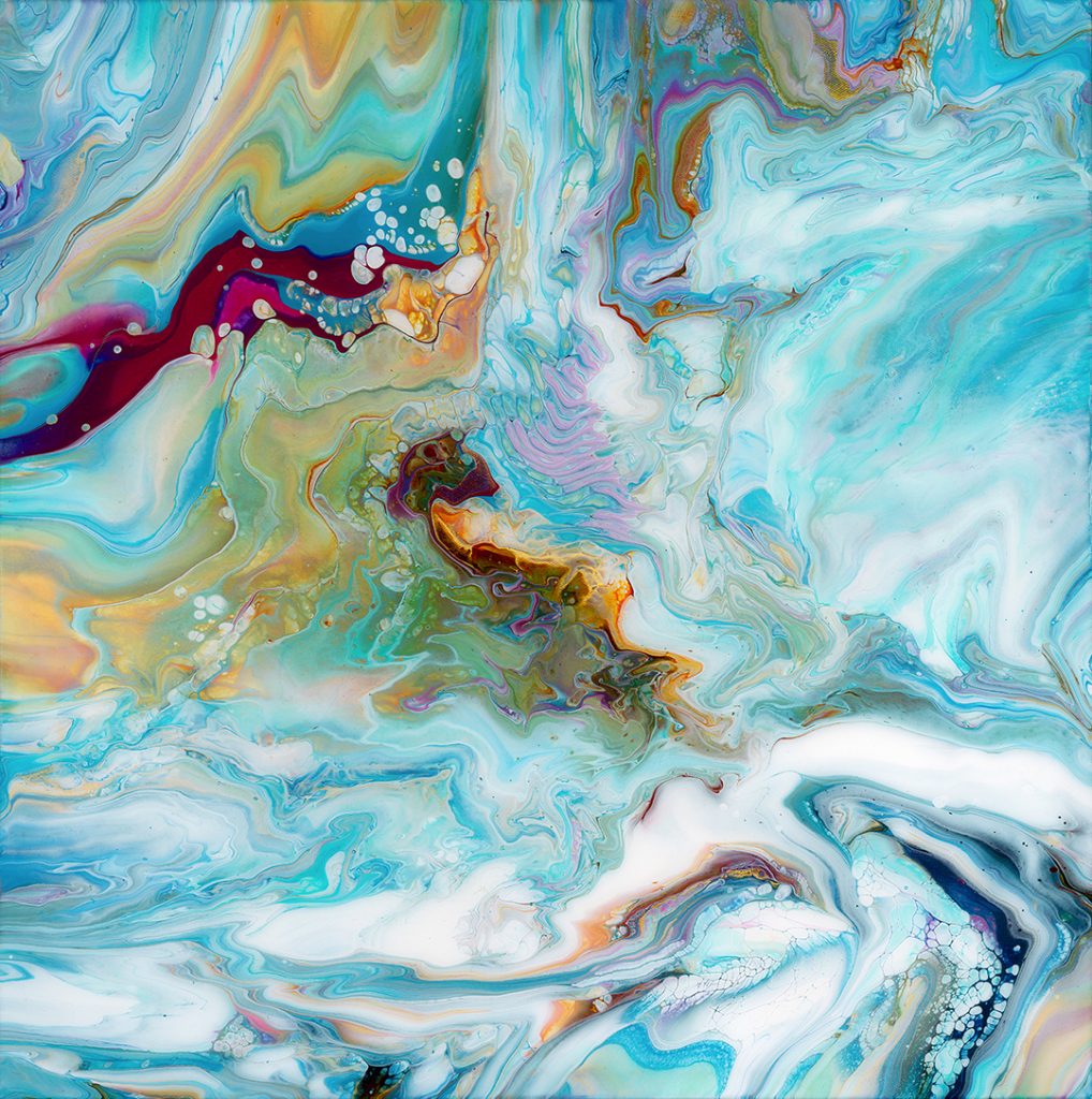 Serendipity Acrylic & resin on canvas 24 x 24 inches