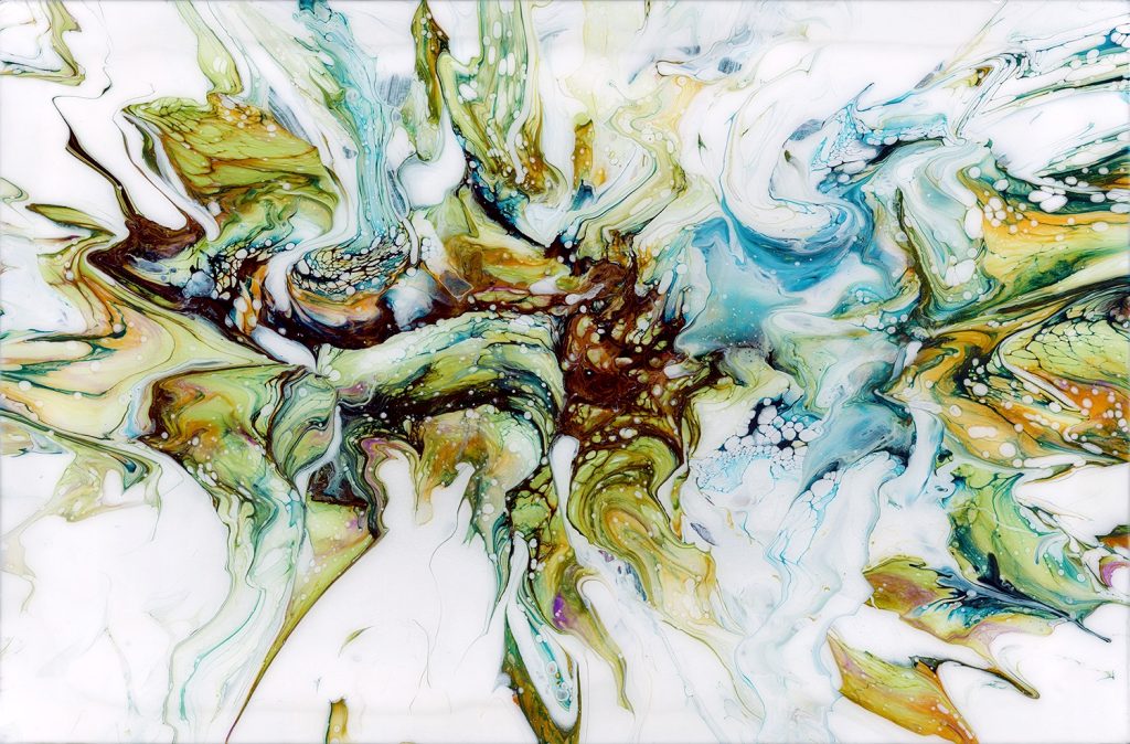 Acrylic & resin on canvas Framed in wenge wood canvas floating frame 20 x 30 inches (22 x 32 inches framed)