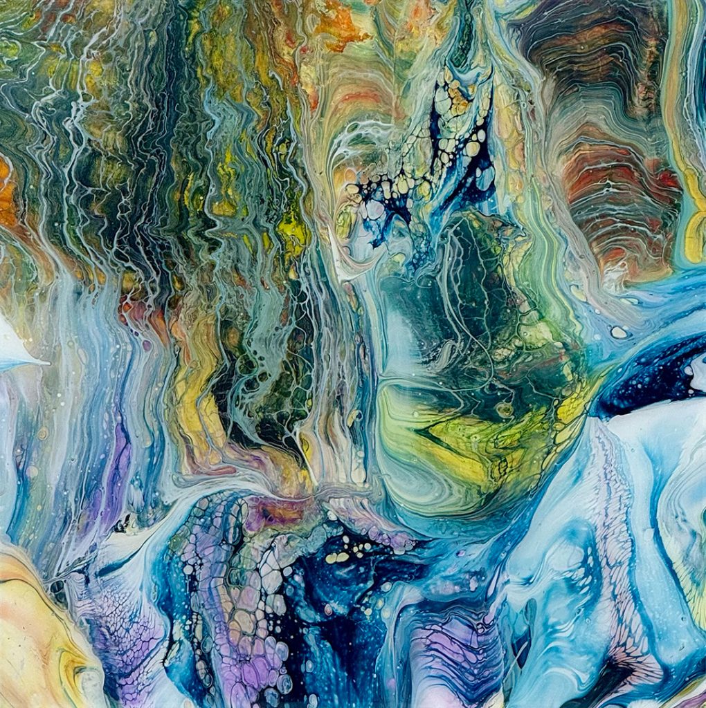 Self Possessed Acrylic & resin on canvas 24 x 24 inches